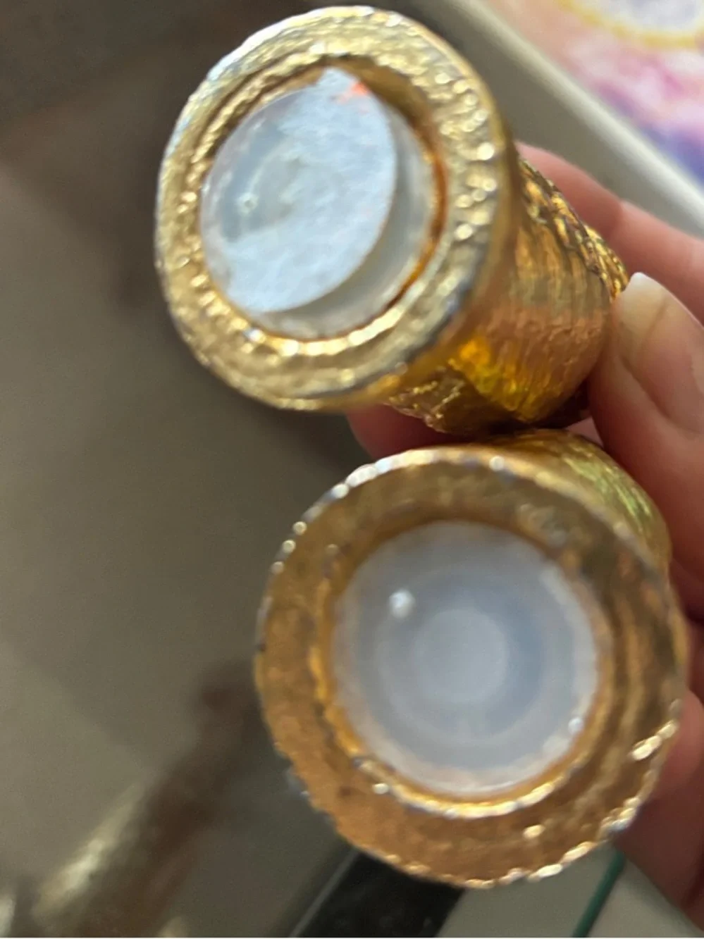 vintage gold-tone metal owl salt and pepper shakers
